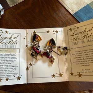 Vintage Lunch At The Ritz Shoe Earrings Clip On, Charms, Dangle
